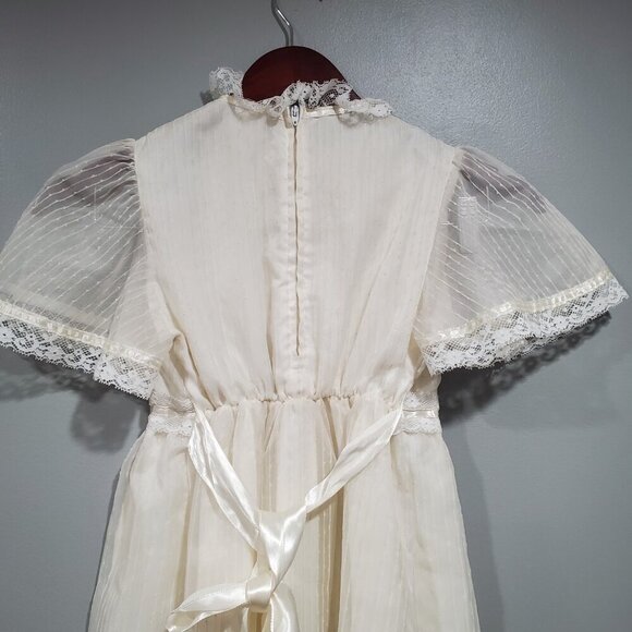 Vintage Sears Girls Dress Layered Lace Flower Girl First Communion Ivory Sz 7 - Picture 13 of 16